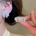 Elegant Zircon Bow Stud Earrings Copper Light Luxury Niche Style Versatile Jewelry view 2