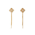 18K Gold Plated Zircon Hollow Flower Faux Pearl Clip-on Earrings Vintage Court Style view 5
