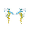 Sweet Heart Flower Artificial Crystal Tassel Drop Earrings With Silver Needle Posts view 5