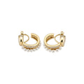 18K Gold Plated Zircon Faux Pearl Clip-on Earrings For Women, Vintage Elegant Geometric Round Jewelry view 5