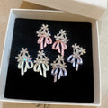 Copper Zircon Flower Bow Stud Earrings Korean Sweet Elegant Light Luxury Enamel Jewelry view 1