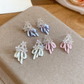 Copper Zircon Flower Bow Stud Earrings Korean Sweet Elegant Light Luxury Enamel Jewelry view 3