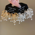 18K Gold Plated Faux Pearl Firework Tassel Geometric Clip-on Earrings For Women view 4