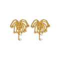 18K Gold Plated Faux Pearl Firework Tassel Geometric Clip-on Earrings For Women view 5