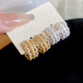 18K Gold Plated Copper Zircon Hollow Round Huggie Earrings French Vintage Geometric Style view 3