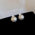Copper Zircon Round Snowflake Stud Earrings With Wrinkle Texture Minimalist Modern Light Luxury Style view 2
