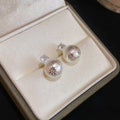 Copper Zircon Round Snowflake Stud Earrings With Wrinkle Texture Minimalist Modern Light Luxury Style view 4