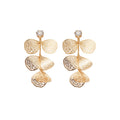 18K Gold Plated Copper Zircon Fan Tassel Drop Earrings With Silver Posts For Women view 5