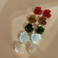 Resin Multilayer Flower Stud Earrings For Women, Vacation Style Sweet Floral Silver Post Jewelry view 2