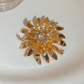 Rhinestone Flower Alloy Brooch For Women, Luxe Statement Suit Lapel Pin view 4