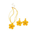 Light Luxury Iron Raffia Flower Pendant Necklace And Earrings Jewelry Set For Beach Vacation Women view 5
