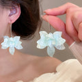 Light Luxury Resin Flower Pendant Drop Earrings, Sweet Fresh Floral Hook Design view 3