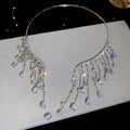 Light Luxury Iron Zircon Waterdrop Tassel Choker Necklace With Geometric Round Pendant view 2