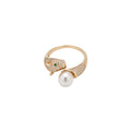 French Vintage Zircon Faux Pearl Open Ring Geometric Round Light Luxury Commuter Finger Jewelry view 5