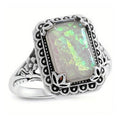 Rococo Style Faux Opal Gloss Ring For Women With Elegant Lace Trim Vintage Design view 2