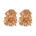 Light Luxury Geometric Wheat Leaf Tassel Iron Drop Earrings With Silver Pins view 5