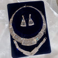 Light Luxury Copper Rhinestone Geometric Trapezoid Earring Necklace Jewelry Set For Women view 1
