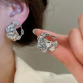 18K Gold Plated Copper Wrinkled Round Geometric Clip-on Earrings For Women view 4