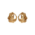 18K Gold Plated Copper Wrinkled Round Geometric Clip-on Earrings For Women view 5
