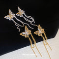 18K Gold Plated Copper Hollow Butterfly Tassel Clip-on Earrings, Elegant Light Luxury Style view 2