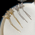 18K Gold Plated Copper Zircon Butterfly Tassel Clip-on Earrings, French Vintage Elegant Jewelry view 2