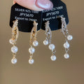 French Zircon Flower Double Layer Faux Pearl Clip-on Earrings Elegant Minimalist Round Geometric Jewelry view 3