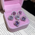 Copper Zircon Square Rose Flower Stud Earrings Light Luxury Geometric Daily Jewelry view 3