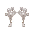 Light Luxury Faux Pearl Zircon Round Teardrop Stud Earrings For Women Elegant Geometric Jewelry view 5