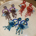 Artificial Crystal Round Leaf Tassel Drop Earrings With Silver Needle Luxury Geometric Niche Style view 3
