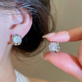 18K Gold Plated Copper Zircon Oval Geometric Clip-on Earrings For Women Light Luxury Style view 4
