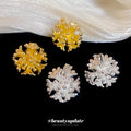 18K Gold Plated Metal Flower Clip-on Earrings For Women, Minimalist Light Luxury Floral Ear Jewelry view 3