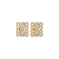 18K Gold Plated Copper Zircon Square Hollow Geometric Clip-on Earrings For Women view 5