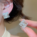 18K Gold Plated Copper Zircon Square Hollow Geometric Clip-on Earrings For Women view 4