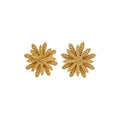 18K Gold Plated Copper 3D Flower Clip-on Earrings Elegant No-Piercing Fashion Jewelry view 5