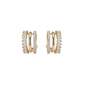 18K Gold Plated Copper Zircon C-Shaped Clip-on Earrings, Minimalist Geometric Hoop Style view 5