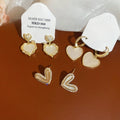 18K Gold Plated Zircon Mother Of Pearl Heart Stud Earrings For Women Daily Versatile Style view 3