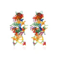 Acrylic Flower Leaf Rice Bead Stud Earrings, Dopamine Fairy Vacation Light Luxury Style view 5