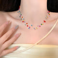 Korean Sweet Elegant Multilayer Artificial Crystal Beaded Necklace With Geometric Round Pastoral Charm view 3