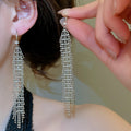 Light Luxury Copper Zircon Hollow Geometric Tassel Drop Earrings For Women view 3