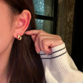 18K Gold Plated Copper C Shape Mother Of Pearl Stud Earrings With Silver Posts view 2
