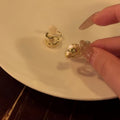 18K Gold Plated Copper C Shape Mother Of Pearl Stud Earrings With Silver Posts view 3