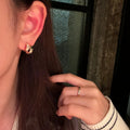 18K Gold Plated Copper C Shape Mother Of Pearl Stud Earrings With Silver Posts view 4