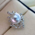 Faux Pearl Luster 3D Ring For Women, Elegant Luxury Statement Finger Jewelry Accessory view 2