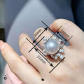 Faux Pearl Luster 3D Ring For Women, Elegant Luxury Statement Finger Jewelry Accessory view 4