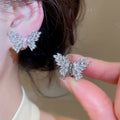 18K Gold Plated Copper Zircon Butterfly Clip-on Earrings For Women Minimalist Sweet Ear Cuffs view 3