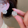 18K Gold Plated Copper Round Floral Cluster Clip-on Earrings Elegant Fashion Design for Women view 4