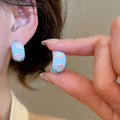 Copper Enamel Cat Paw Flower Stud Earrings, Sweet Cute Light Luxury Daily Wear Jewelry view 3