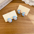 Copper Enamel Cat Paw Flower Stud Earrings, Sweet Cute Light Luxury Daily Wear Jewelry view 4