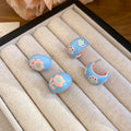 Copper Enamel Cat Paw Flower Stud Earrings, Sweet Cute Light Luxury Daily Wear Jewelry view 2