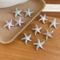 Alloy Silver Pin Enamel Starfish Stud Earrings, Niche Geometric Light Luxury Fashion Jewelry view 3